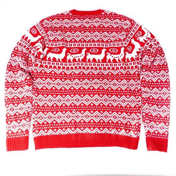 Blizzard Bay Llama Christmas Ugly Sweater Knit Pullover Sweatshirt Red Large - Picture 7 of 9